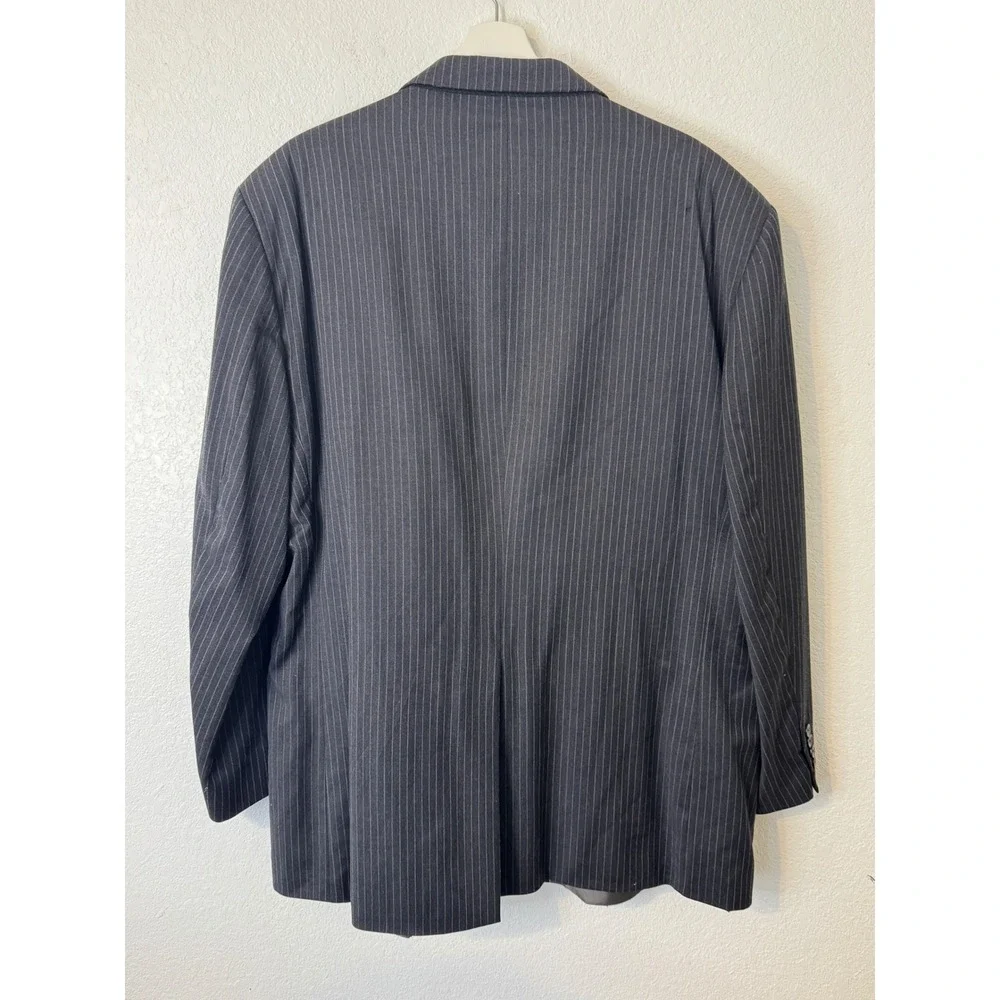 J Ferrars‎ Men Charcoal Pinstripe Wool Blend Suit Jacket Pants Set 44x32
